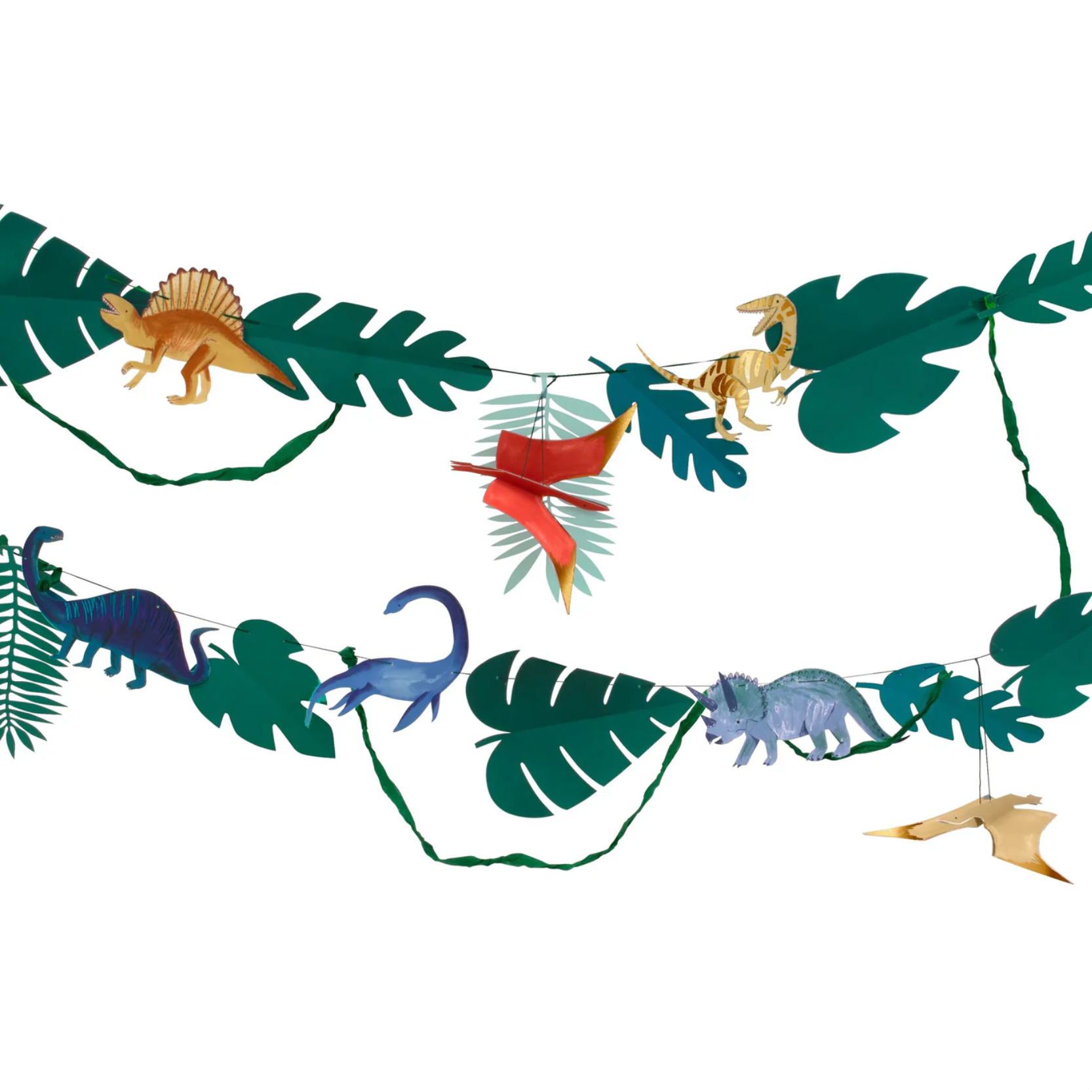 slinger dino feest verjaardag dinosaurus deco decoratie trex veloceraptor triceratops bladeren langnek