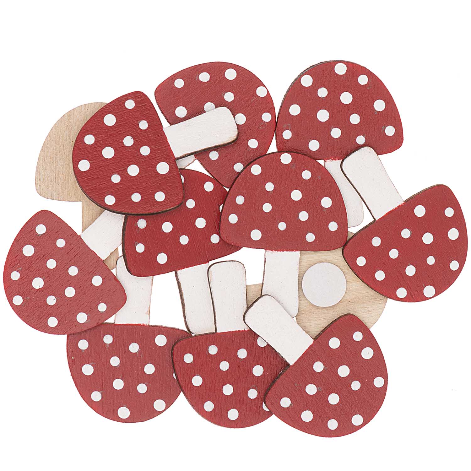 Houten stickers gekleurd paddenstoelen