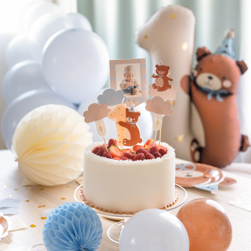 taarttopper eerste verjaardag beer feest deco decoratie