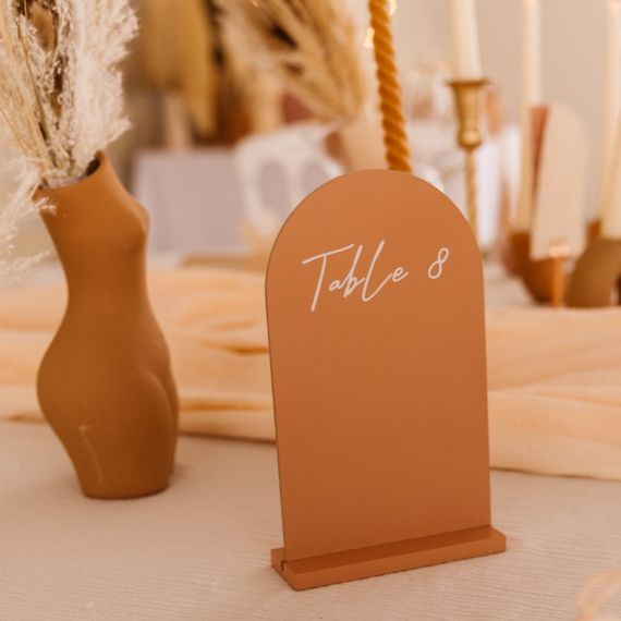 12 tafelnummers Crème, Blush en Terracotta - 20cm