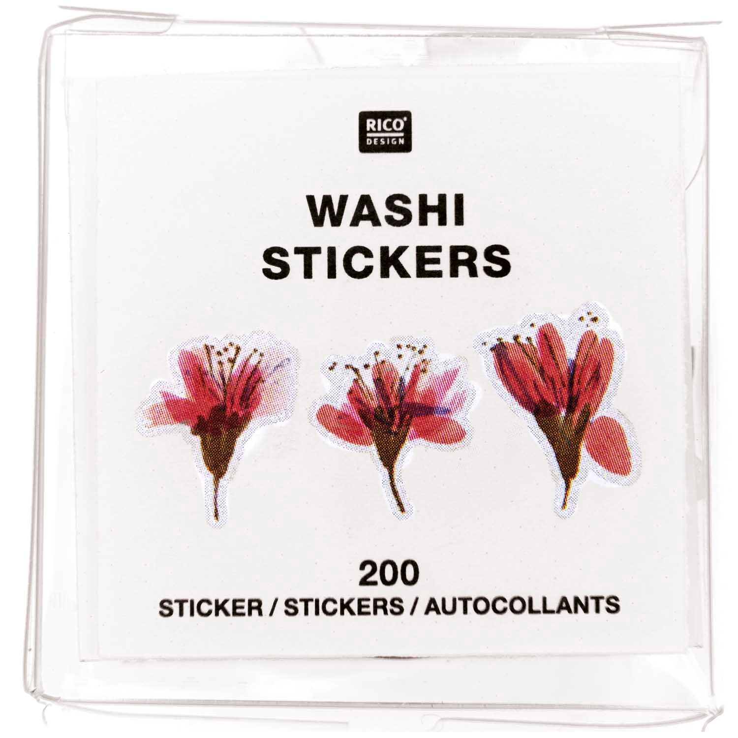 Kersen bloemen selectie stickers washi tape (+-2cm)