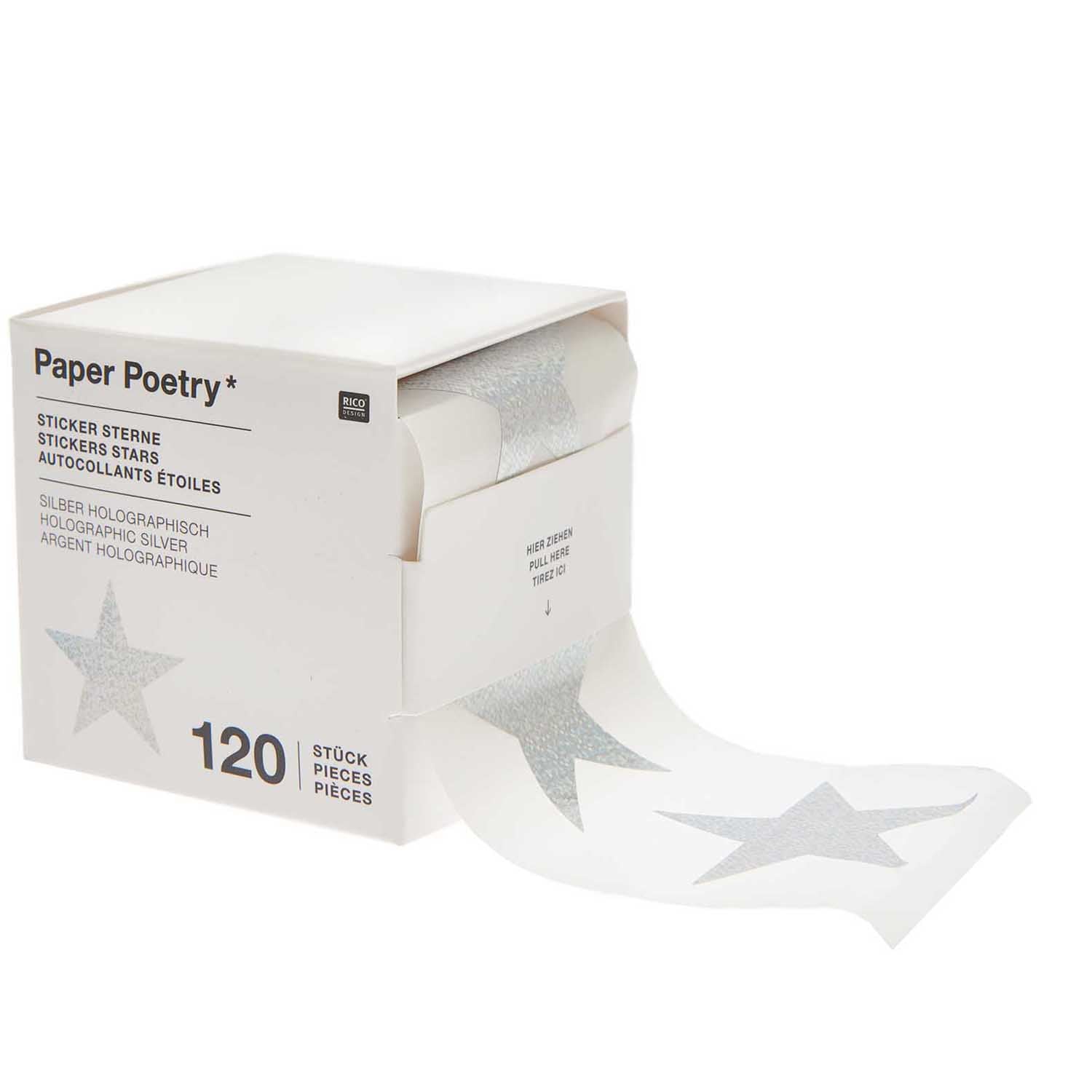 120 holografische zilveren sterren stickers (4,5cm)
