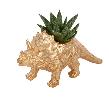 Triceratops bloempot goud