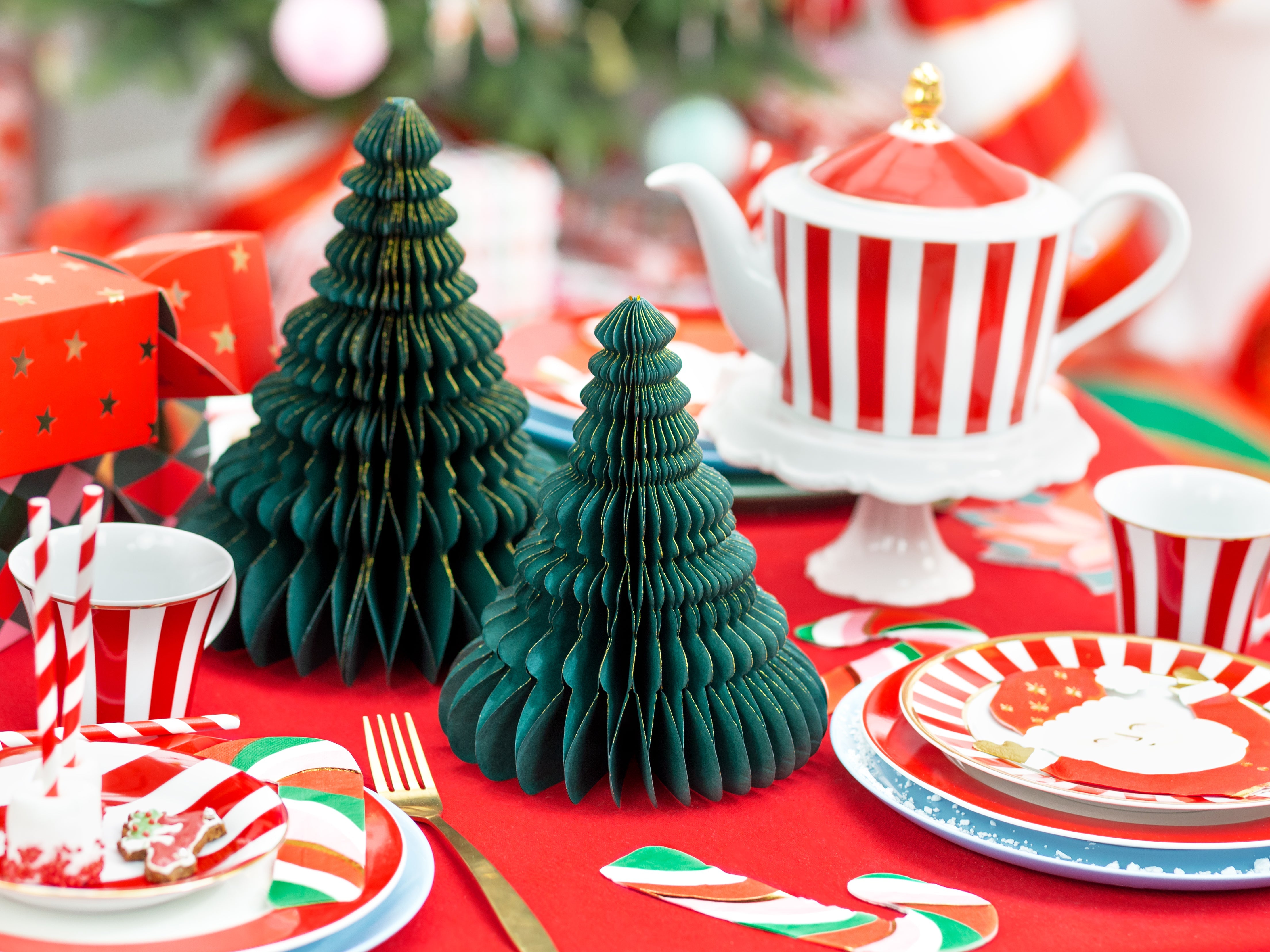 kerstboom honeycomb decoratie kerstbal tafel groen feest