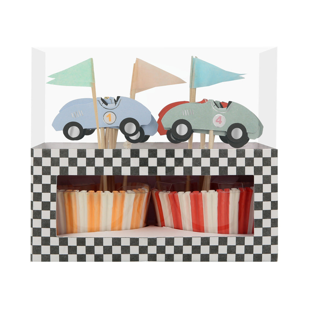 Cupcake kit race auto decoratie verjaardag feest too fast two fast