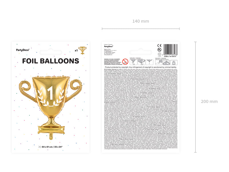 Folieballon beker / trofee XL - 64cm