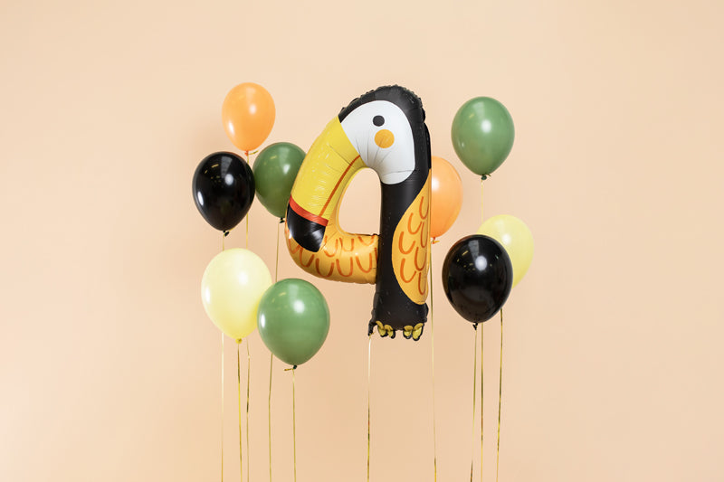 Toekan cijfer folieballon 4 dieren jungle safari feest decoratie verjaardag