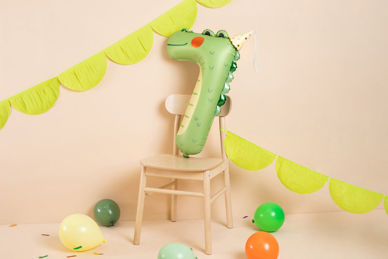 Folieballon cijfer 7 krokodil safari dieren jungle feest verjaardag decoratie