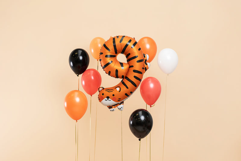 Folieballon cijfer 9 tijger safari jungle dieren verjaardag