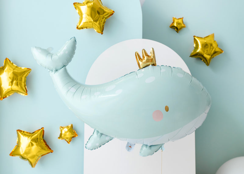 Folieballon walvis babyborrel gender reveal babyshower diep in de zee feest decoratie