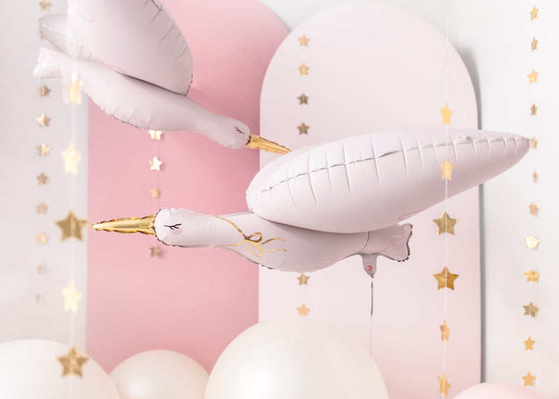 Folieballon ooievaar baby babyborrel babyshower gender reveal geboorte dieren feest