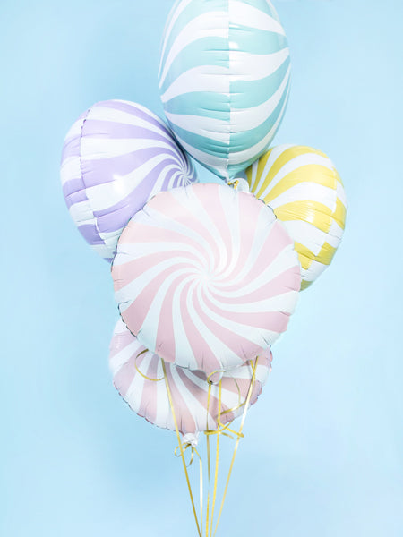 roze wit pastel snoepje snoep candy folieballon feest decoratie verjaardag