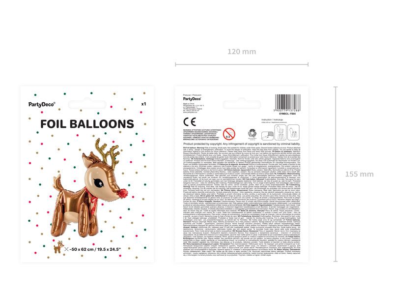 Folieballon rendier rudolf kerst kerstmis