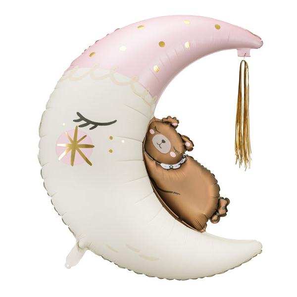 Folieballon maan en beer babyborrel babyshower genderreveal feest
