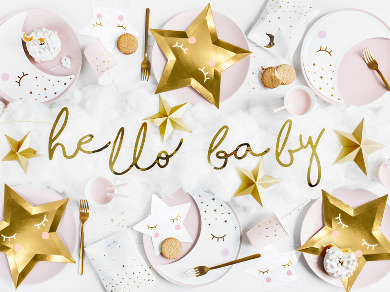 Hello baby slinger babyshower gender reveal feest decoratie babyborrel