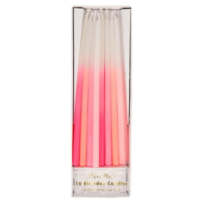 Roze Ombre kaarsen - 16 stuks