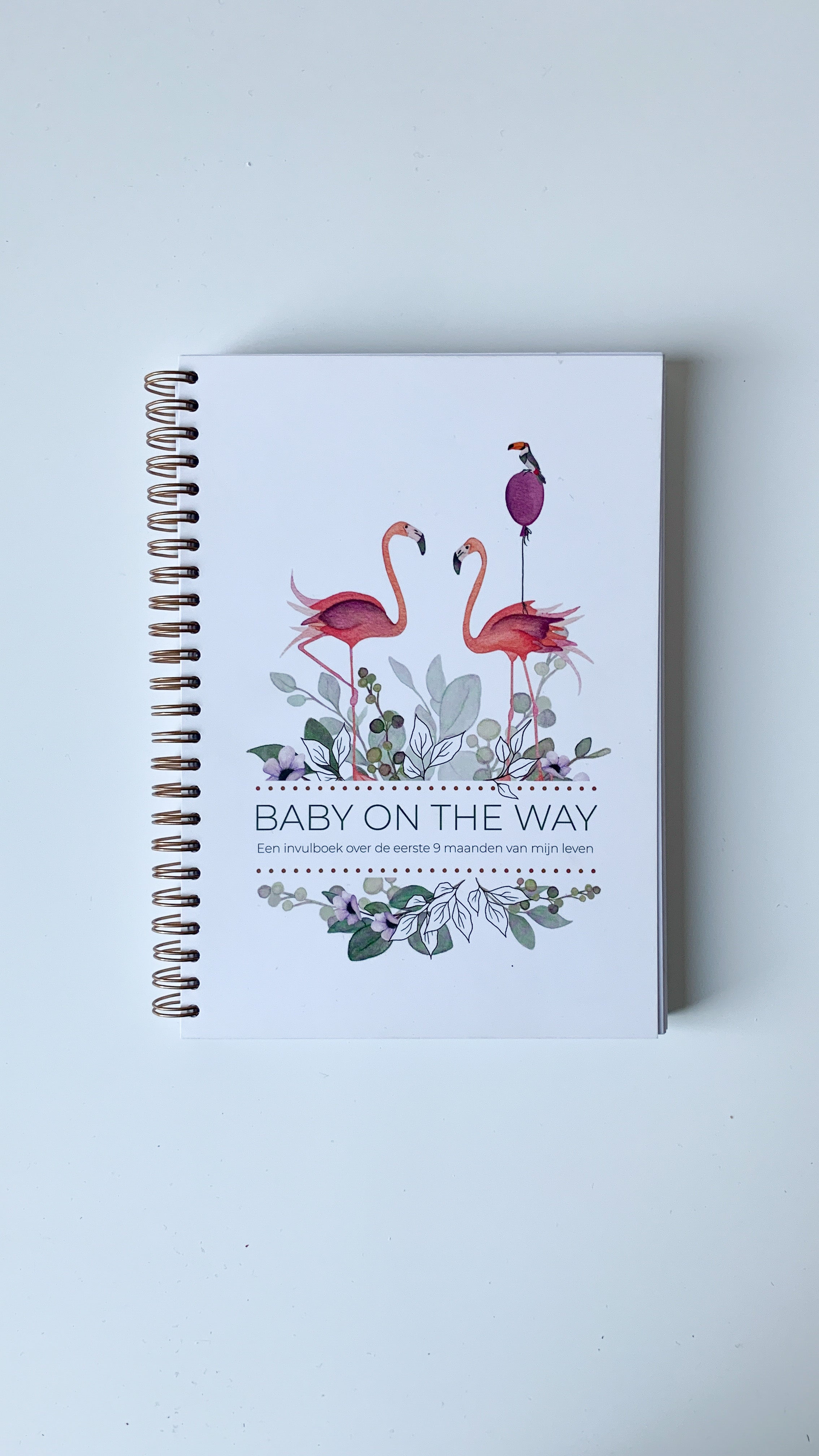 Invulboek 'Baby on the Way' spiraalbinding - Flamingo