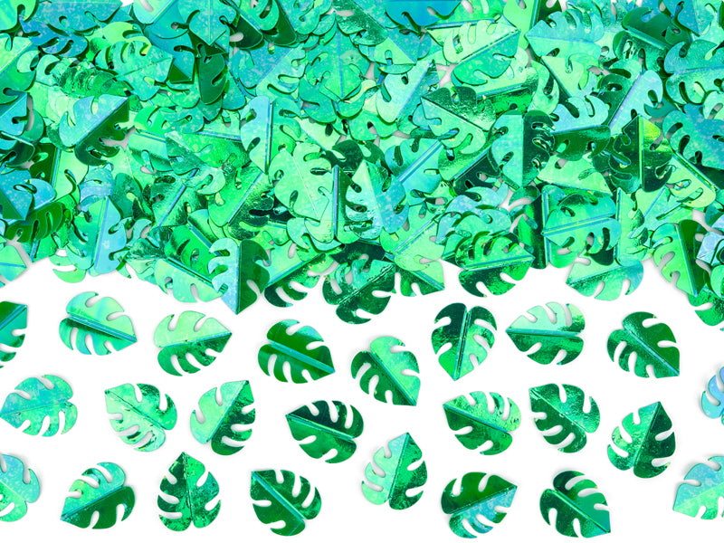 Metallic groene confetti bladeren - 15g