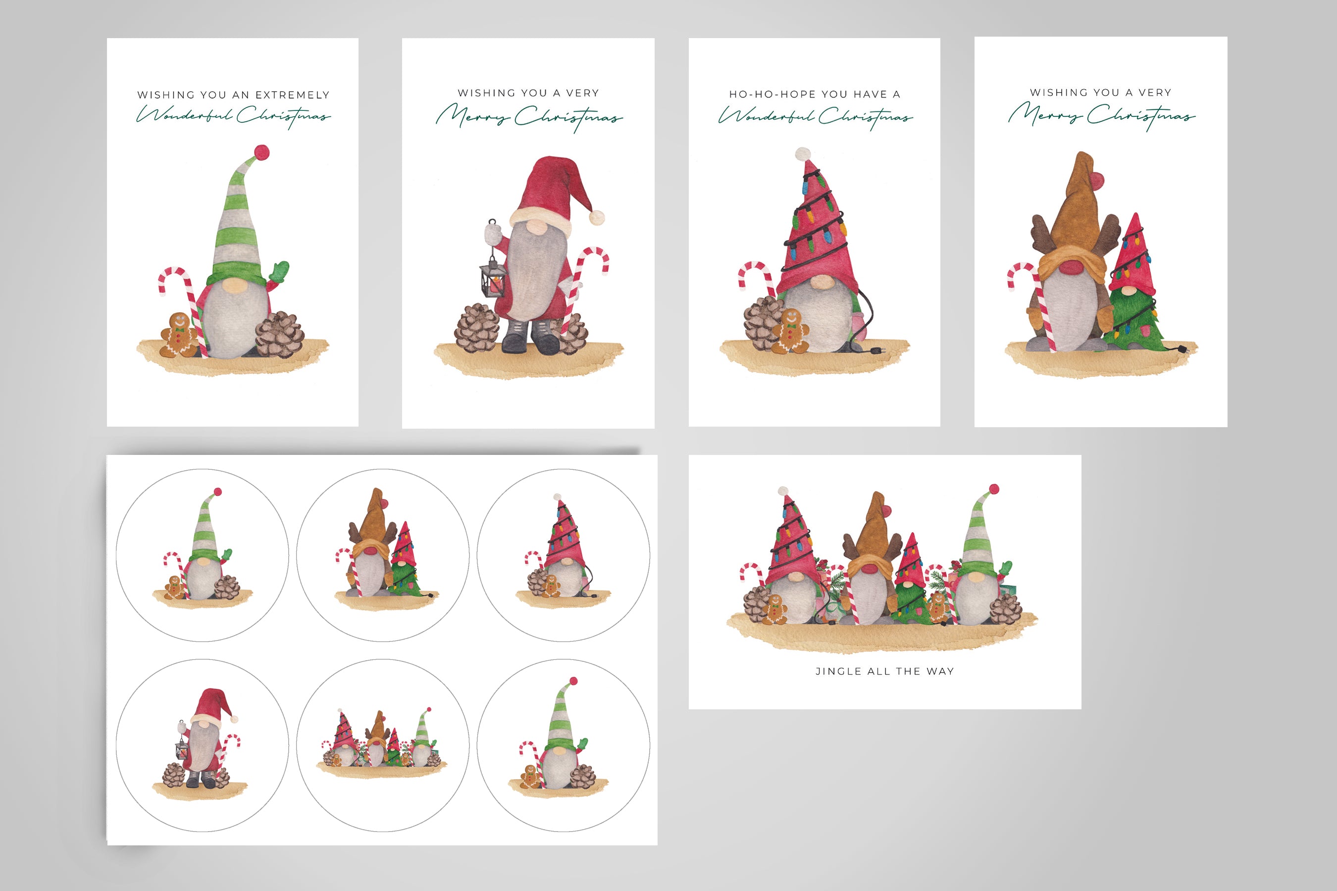 Gifttags en stickers set 'Santa's Little Helpers'