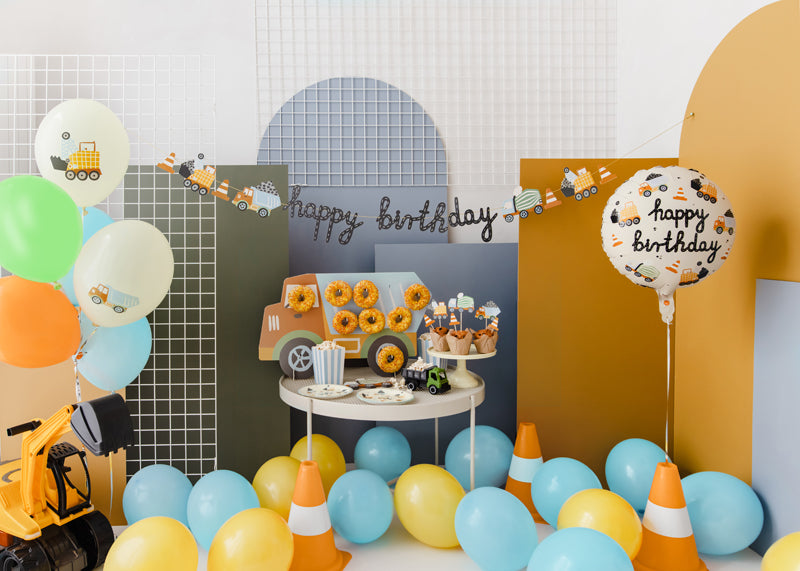 ballonnen bouwvoertuigen crème feest decoratie verjaardag