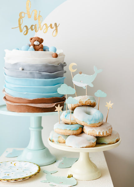 Walvis servetten feest party diep in de zee babyborrel babyshower gender reveal