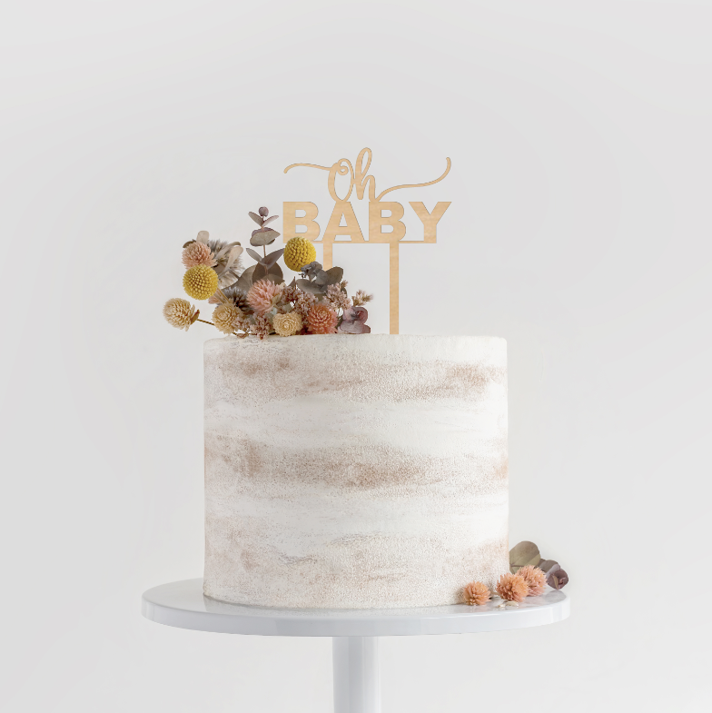 Taart cake topper oh baby babyshower babyborrel gender reveal feest
