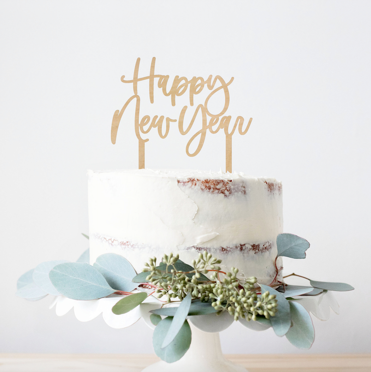 Taart cake topper happy new year nieuwjaar oudjaar