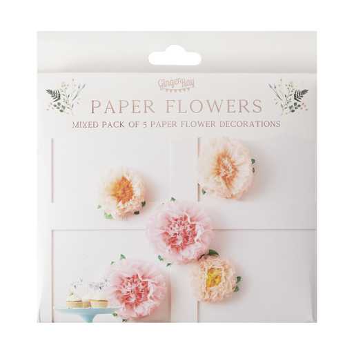 tissue papieren bloemen feest verjaardag decoratie kamer lente zomer roze oranje geel