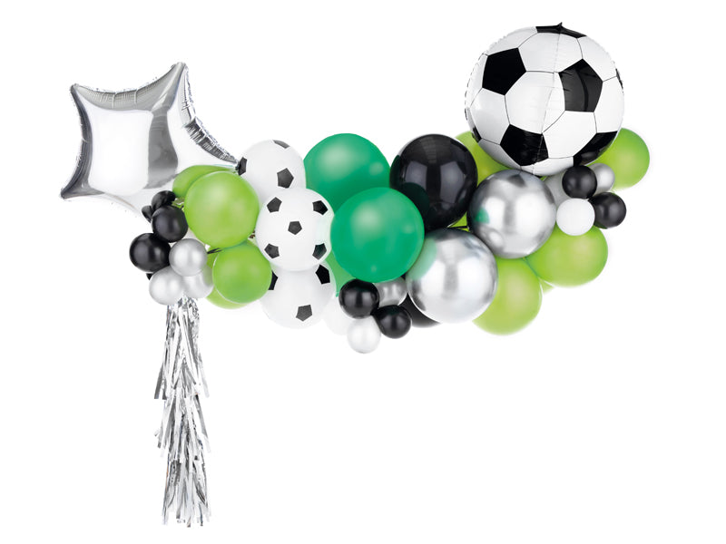 Ballonslinger ballonnenboog voetbal groen zilver zwart als feestdecoratie