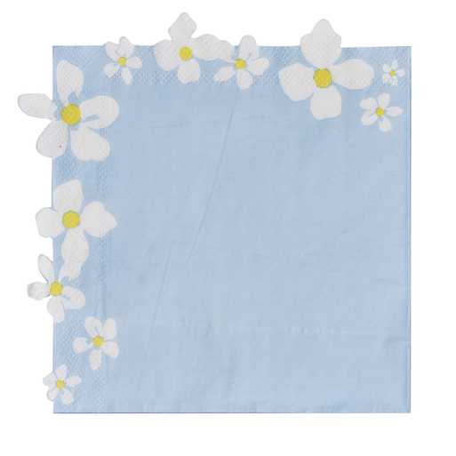 servetten bloemenrand pastel blauw bloemen feest verjaardag