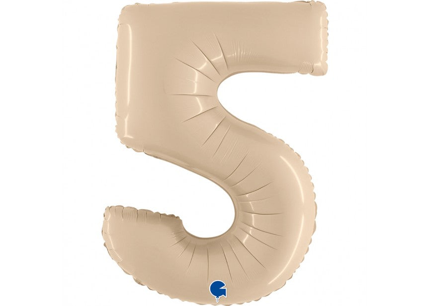 cijfer folieballon 5 vijf nude blush crème verjaardag