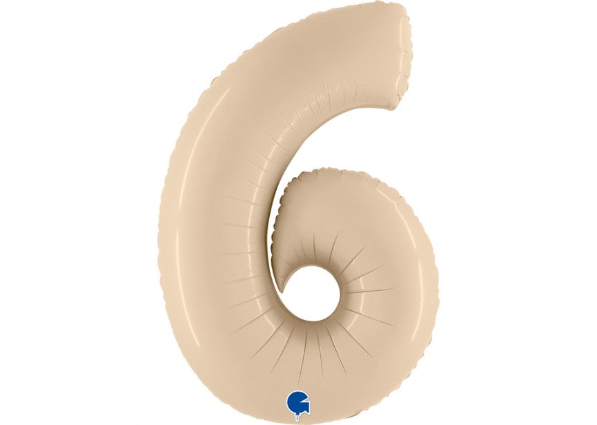 cijfer folieballon 6 zes nude blush crème verjaardag