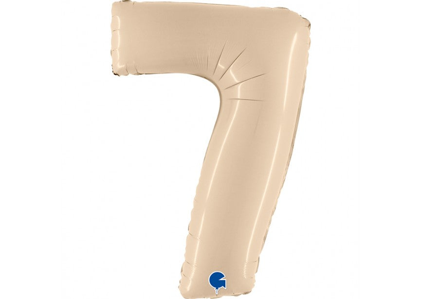 cijfer folieballon 7 zeven nude blush crème verjaardag