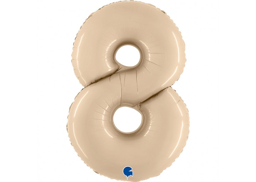 cijfer folieballon 8 acht nude blush crème verjaardag