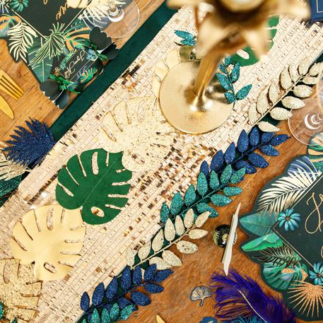 Glitter takjes groen feest decoratie tropical jungle safari kerst