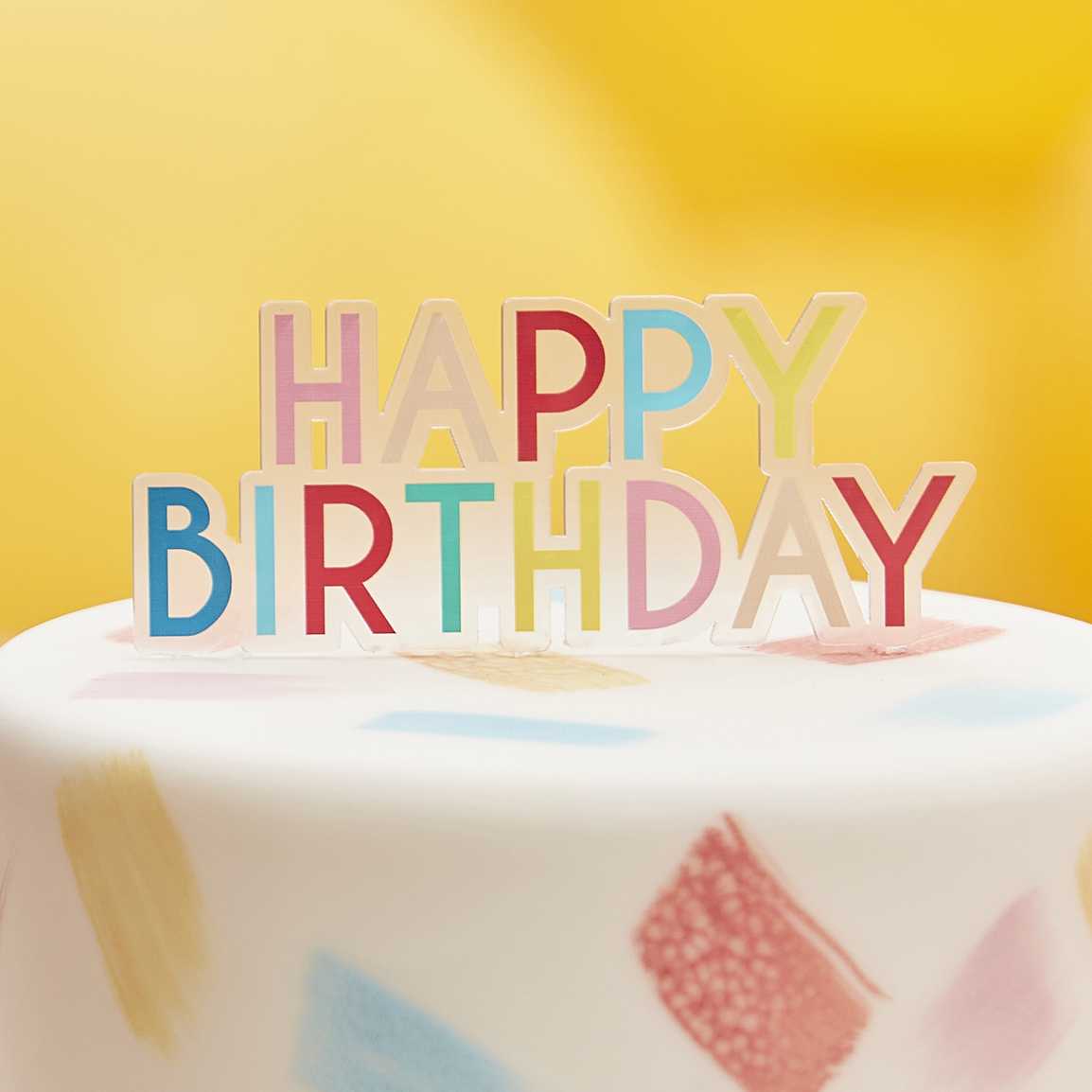 Taart topper cake topper happy birthday regenboog verjaardag decoratie feest