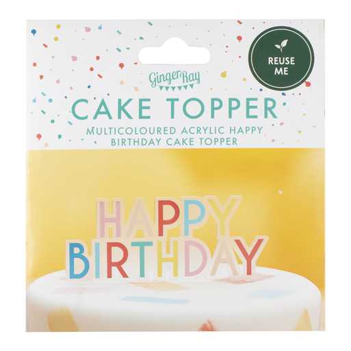 Taart topper cake topper happy birthday regenboog verjaardag decoratie feest