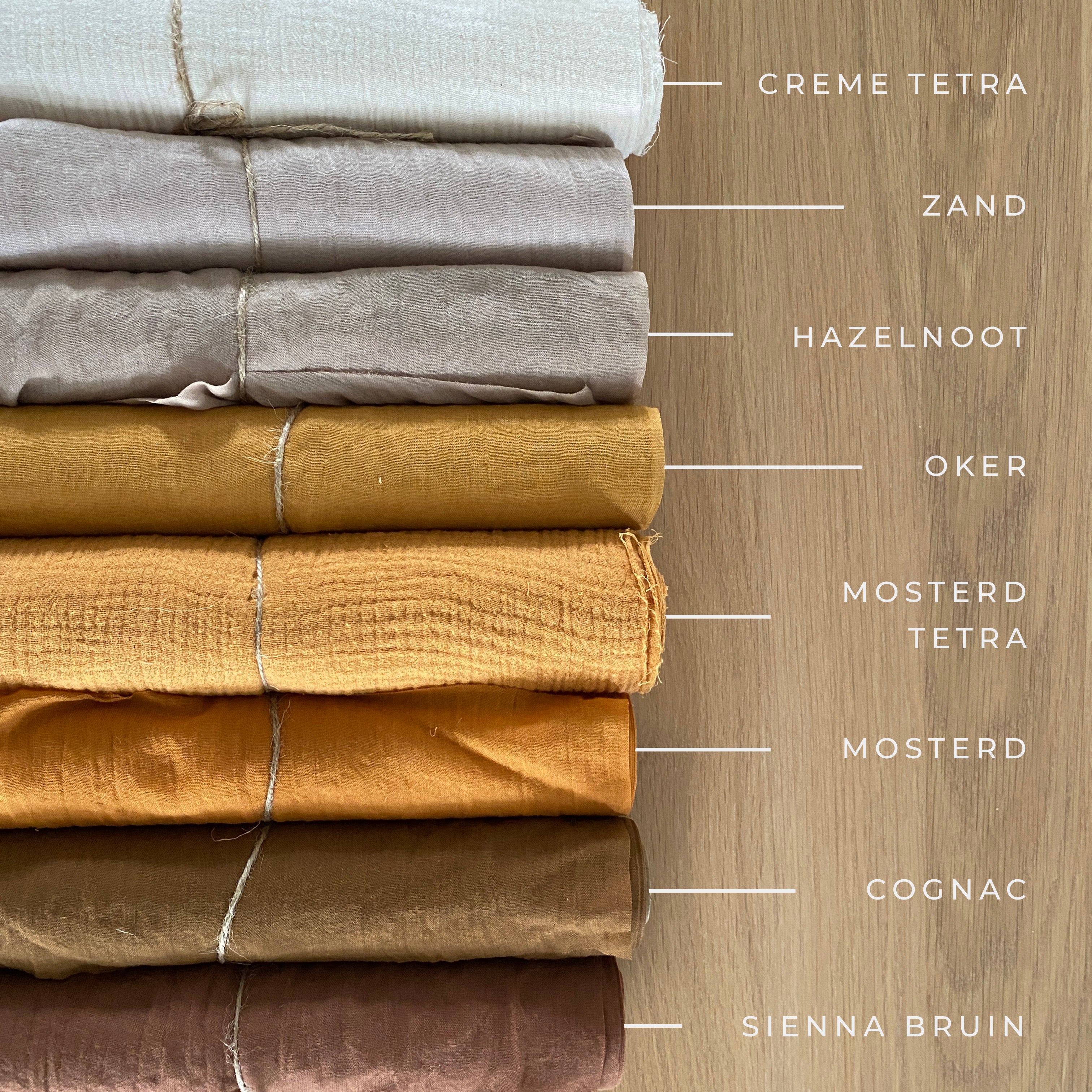 tafellopers feest zand nude hazelnoot creme oker geel mosterd cognac sienna bruin