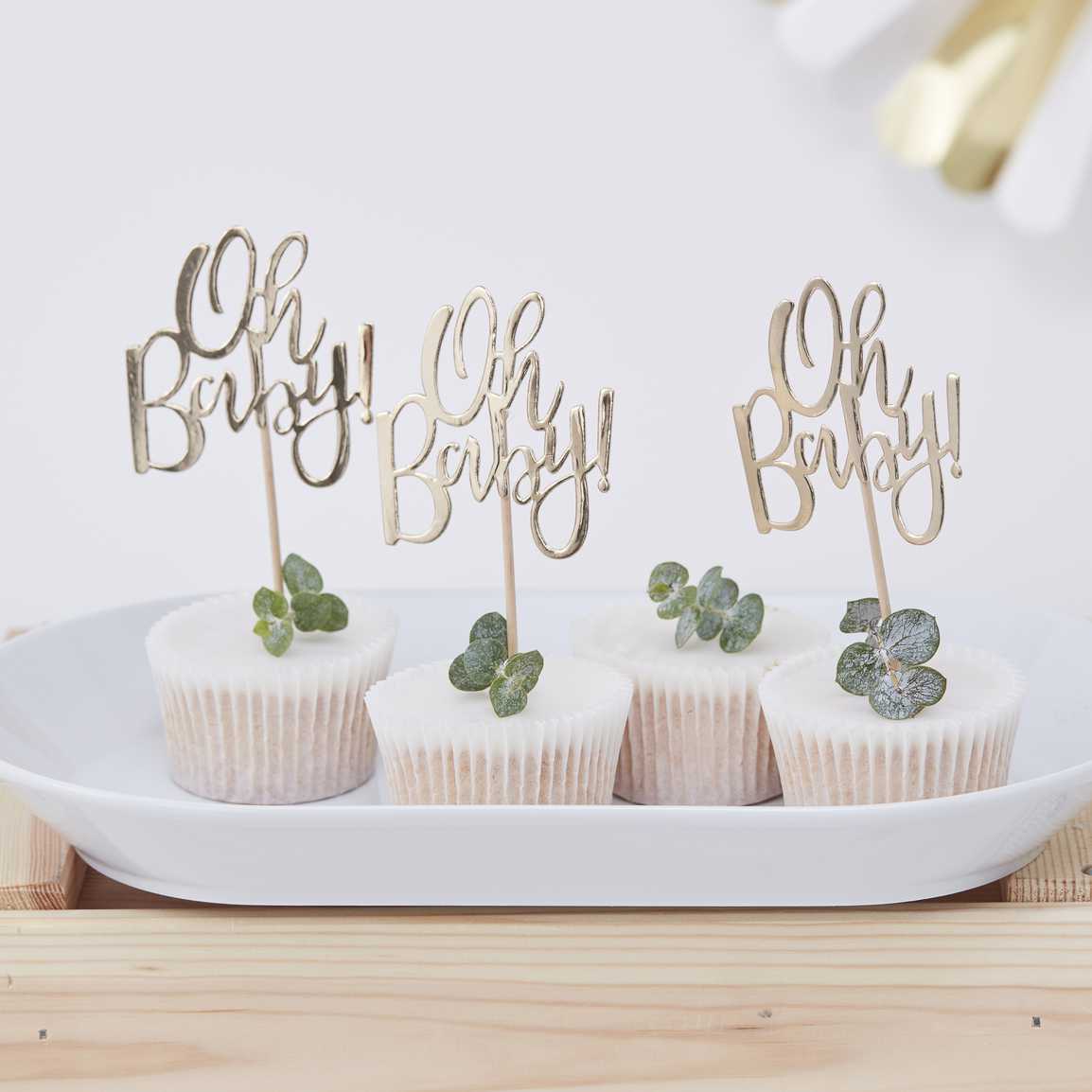 oh baby babyshower gender reveal babyborrel cupcake topper