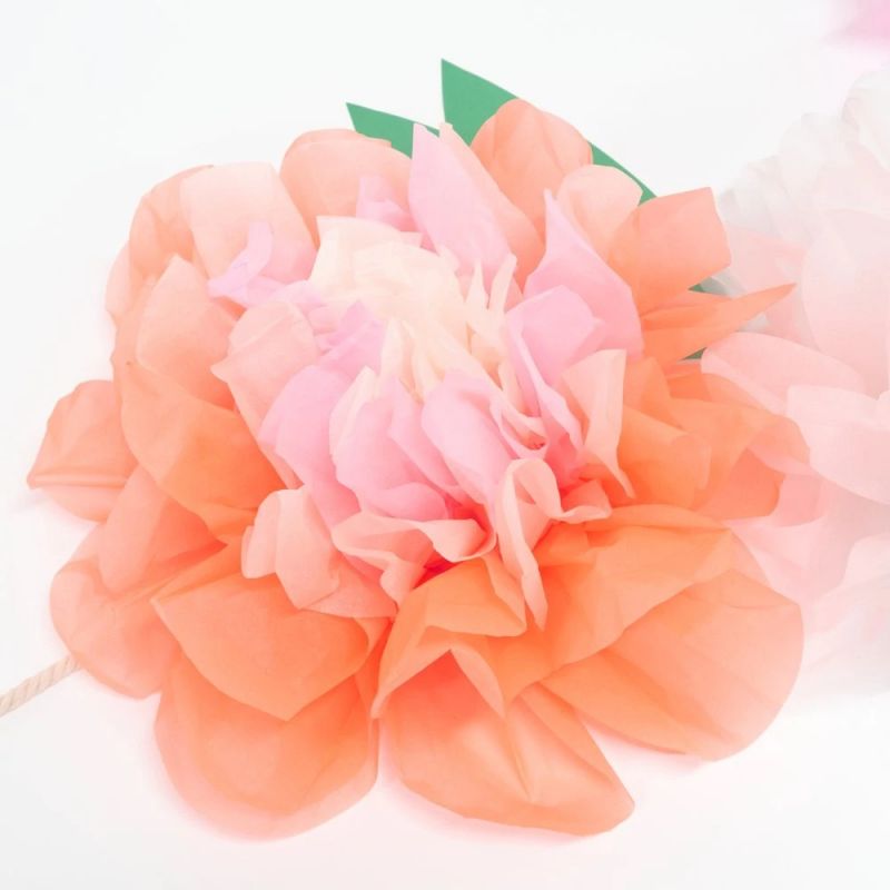 Papieren slinger bloementuin XXL feest pastel roze blush ecru wit