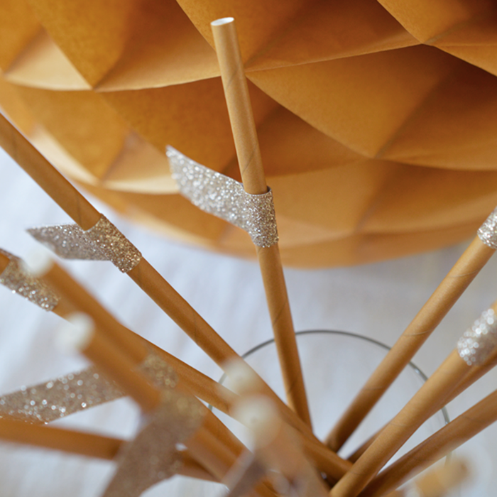 Rietjes oker papier goud glitter geel