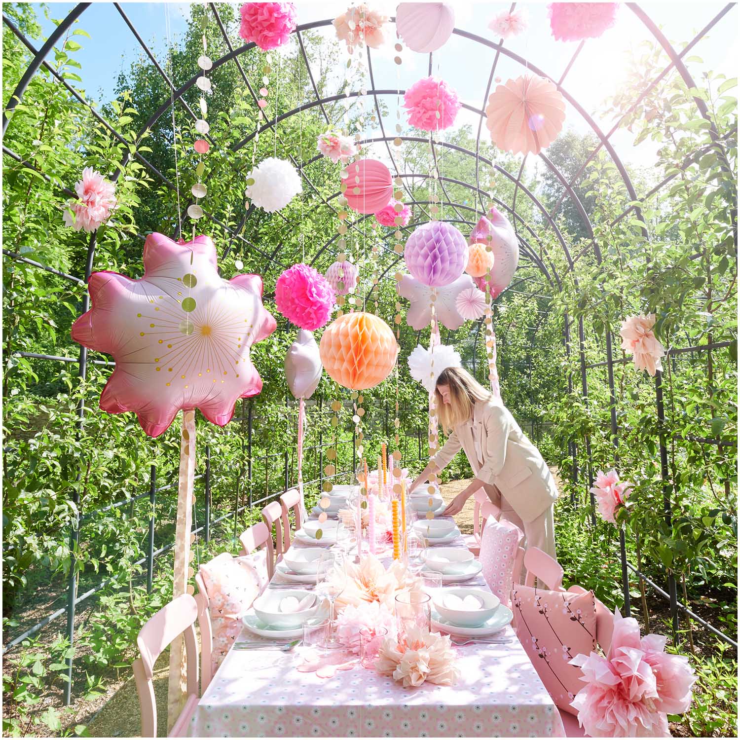 Tissue kersen bloemen zacht roze zacht orange decoratie feest verjaardag